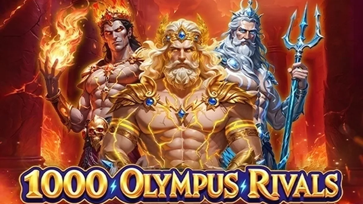 Tampilan visual slot 1000 Olympus Rivals dengan tema mitologi Yunani
