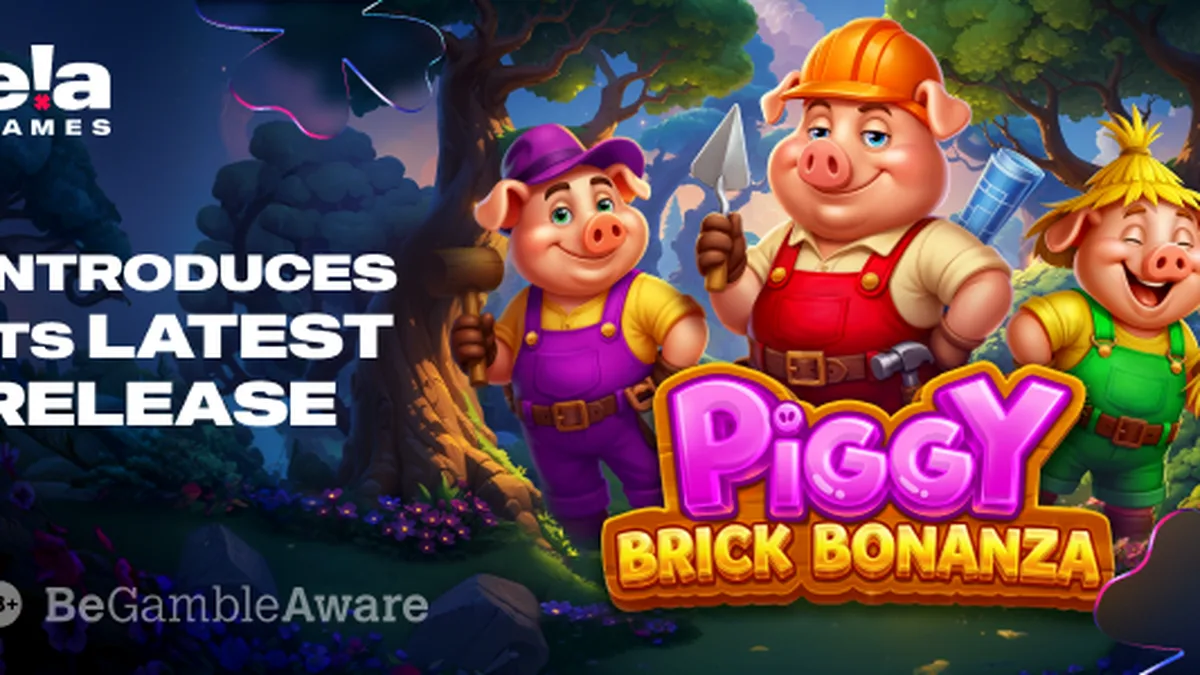 Tampilan visual slot Piggy Brick Bonanza dengan tema bangunan piggy